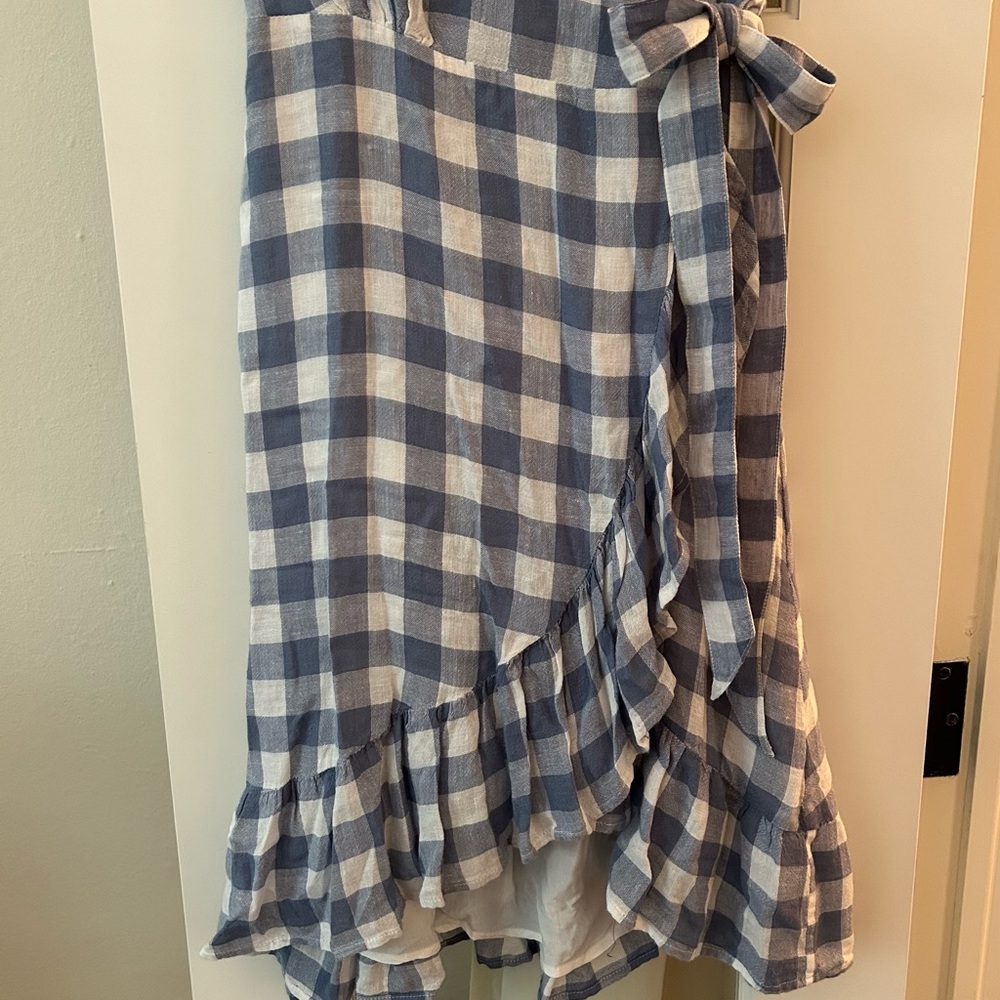 Rails Brigitte Belted Wrap Dress in Periwinkle & White Check Size XS - Picture 14 of 16